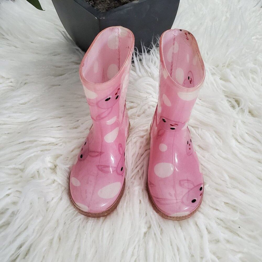 Easy U Kid's Bunny Print Rain Boots Size 6